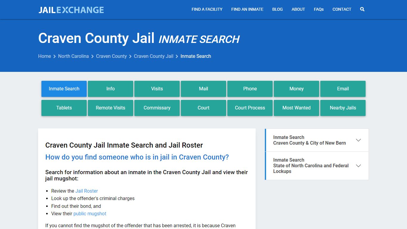Inmate Search: Roster & Mugshots - Craven County Jail, NC
